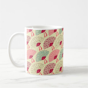 Sömlös mönster med fläkt. kaffemugg