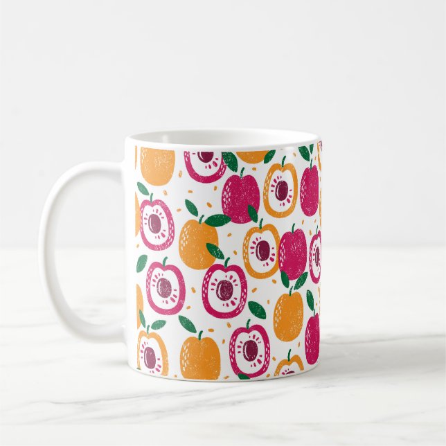 Sömlös mönster med frukt. Frimärke texturerade. Kaffemugg (Vänster)