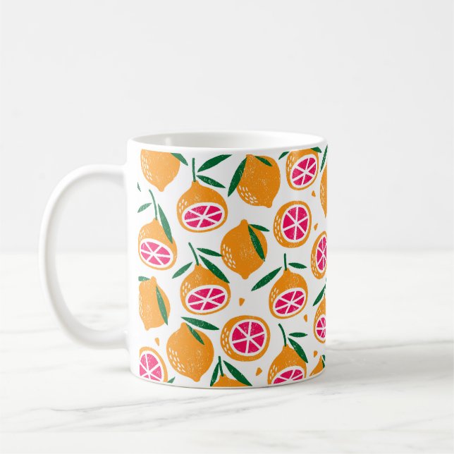 Sömlös mönster med frukt. Frimärke texturerade. Kaffemugg (Vänster)