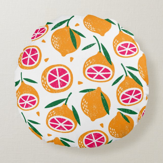 Sömlös mönster med frukt. Frimärke texturerade. Rund Kudde (Framsidan)