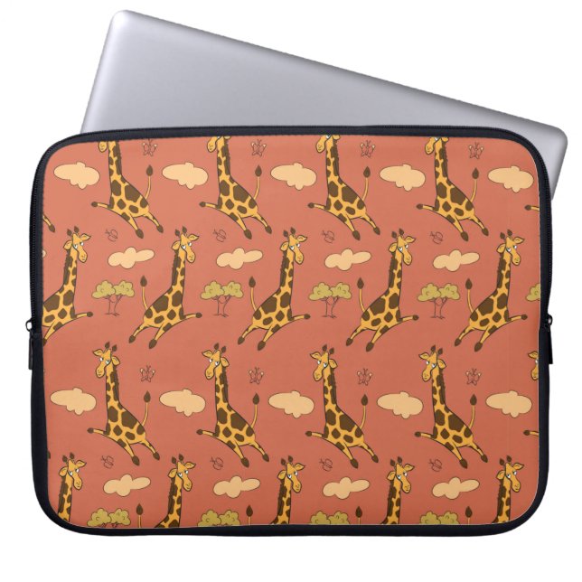 Sömlös mönster med giraffer laptop fodral (Framsidan)