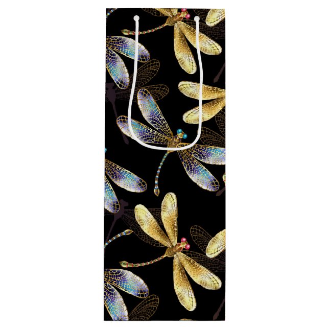 Sömlös Mönster med Golden Dragonflies (Framsidan)