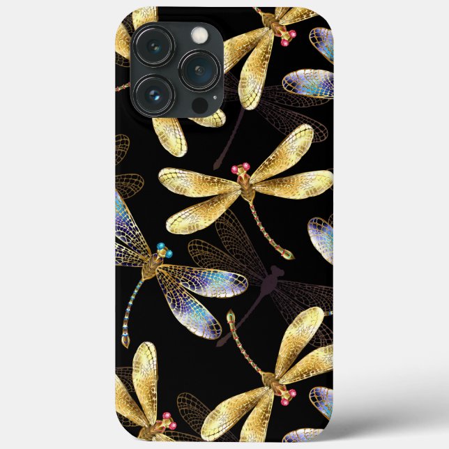 Sömlös Mönster med Golden Dragonflies (Baksida)