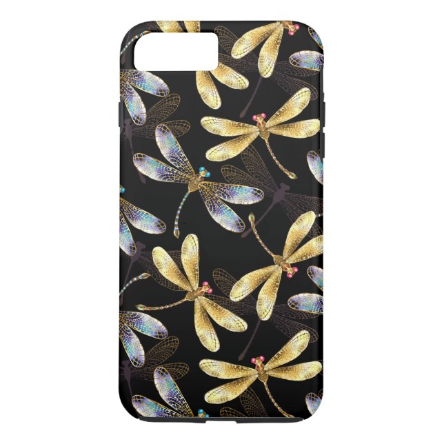 Sömlös Mönster med Golden Dragonflies Case-Mate iPhone Skal (Baksida)