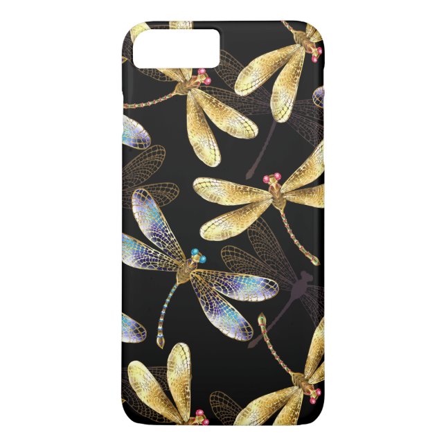 Sömlös Mönster med Golden Dragonflies Case-Mate iPhone Skal (Baksida)