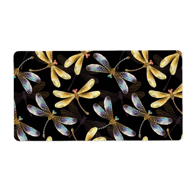 Sömlös Mönster med Golden Dragonflies Fraktsedel (Framsidan)