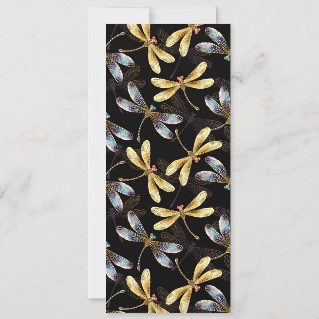 Sömlös Mönster med Golden Dragonflies Meddelande (Framsida)