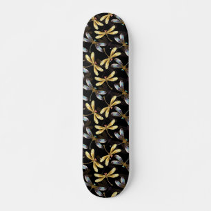 Sömlös Mönster med Golden Dragonflies Mini Skateboard Bräda 18,5 Cm