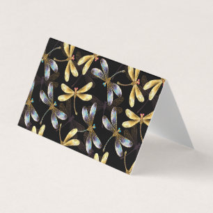 Sömlös Mönster med Golden Dragonflies Visitkort