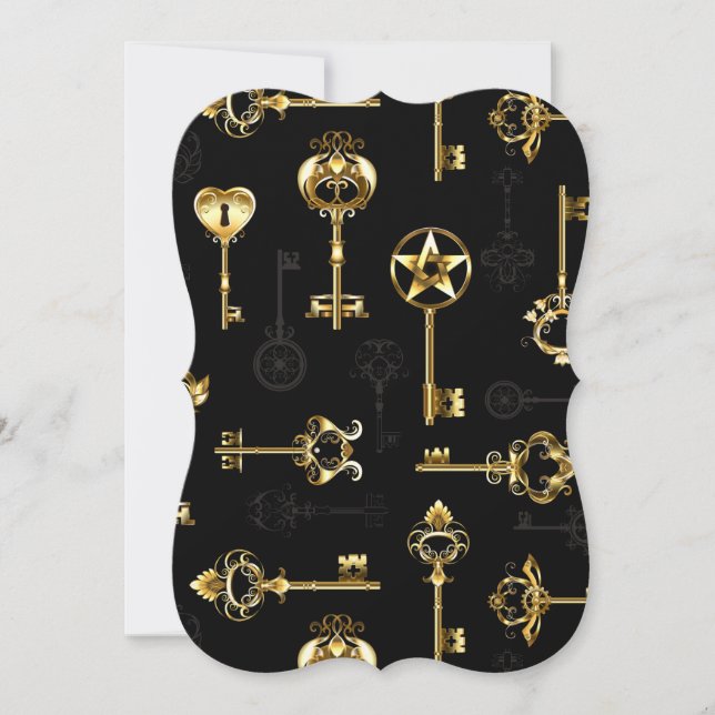 Sömlös Mönster med Golden Nycklar (Framsida)
