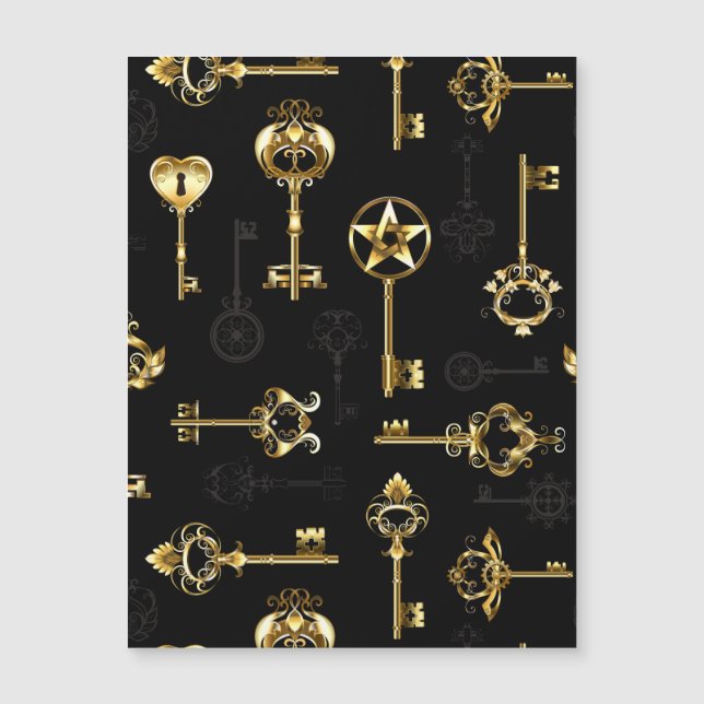 Sömlös Mönster med Golden Nycklar (Framsida)