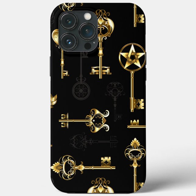 Sömlös Mönster med Golden Nycklar (Baksida)
