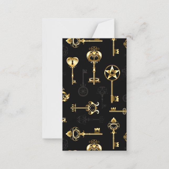 Sömlös Mönster med Golden Nycklar Anteckningskort (Framsida)