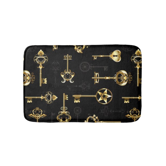 Sömlös Mönster med Golden Nycklar Badrumsmatta (Framsidan)