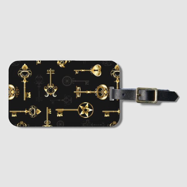 Sömlös Mönster med Golden Nycklar Bagagebricka (Framsida horisontal)