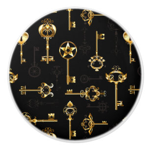 Sömlös Mönster med Golden Nycklar Knopp