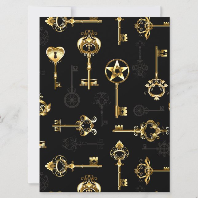 Sömlös Mönster med Golden Nycklar Kort (Framsida)