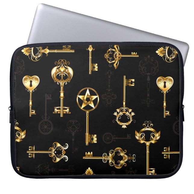 Sömlös Mönster med Golden Nycklar Laptop Fodral (Framsidan)