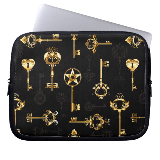 Sömlös Mönster med Golden Nycklar Laptop Fodral (Framsidan)