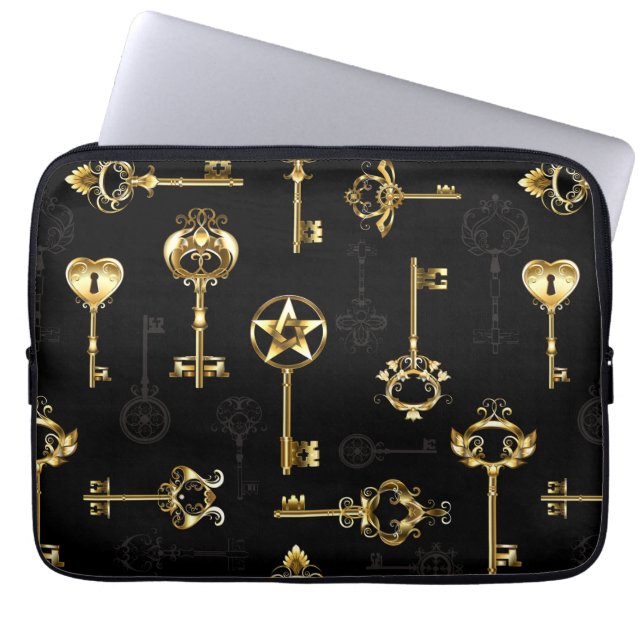 Sömlös Mönster med Golden Nycklar Laptop Fodral (Framsidan)