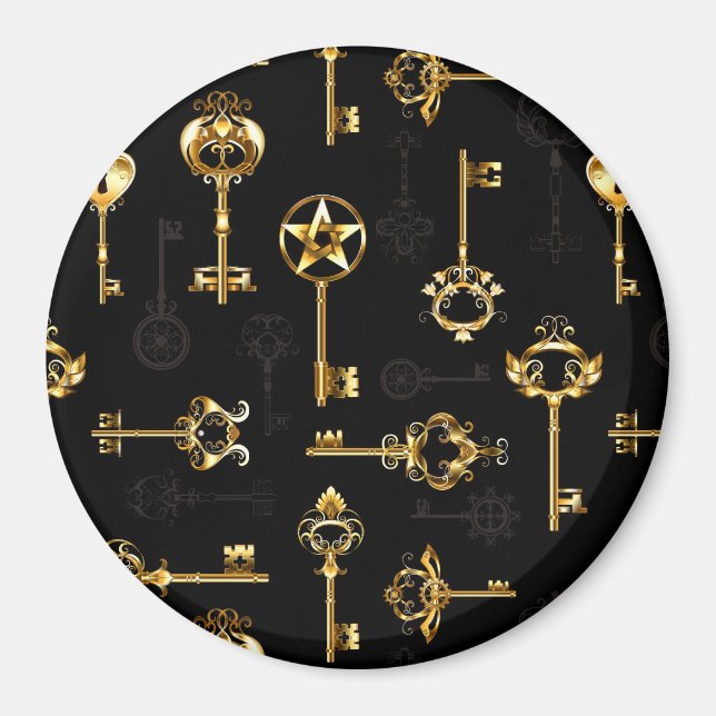 Sömlös Mönster med Golden Nycklar Magnet (Framsidan)