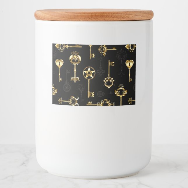 Sömlös Mönster med Golden Nycklar Mat Etiketter (Framsida)