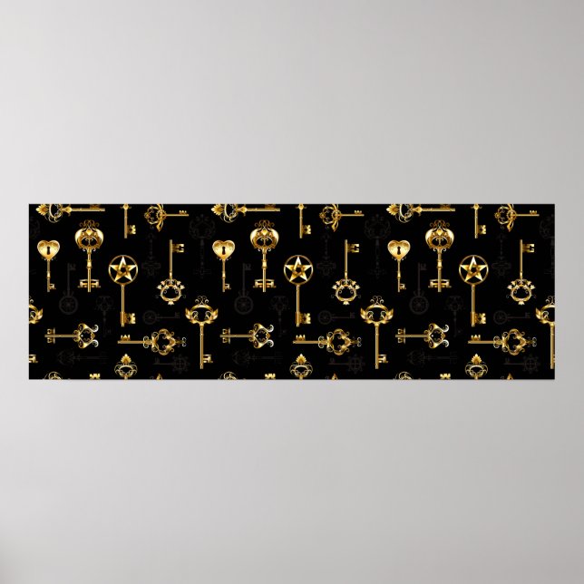 Sömlös Mönster med Golden Nycklar Poster (Framsidan)