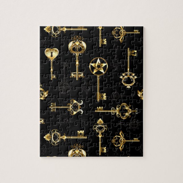 Sömlös Mönster med Golden Nycklar Pussel (Vertikal)