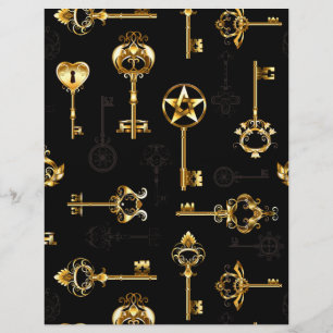 Sömlös Mönster med Golden Nycklar Reklamblad