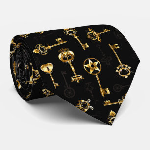 Sömlös Mönster med Golden Nycklar Slips