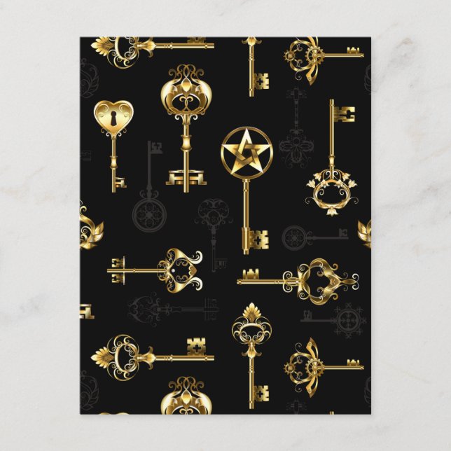 Sömlös Mönster med Golden Nycklar Tilläggskort (Framsida)
