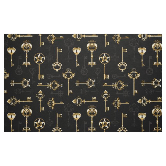 Sömlös Mönster med Golden Nycklar Tyg (Fat Quarter)
