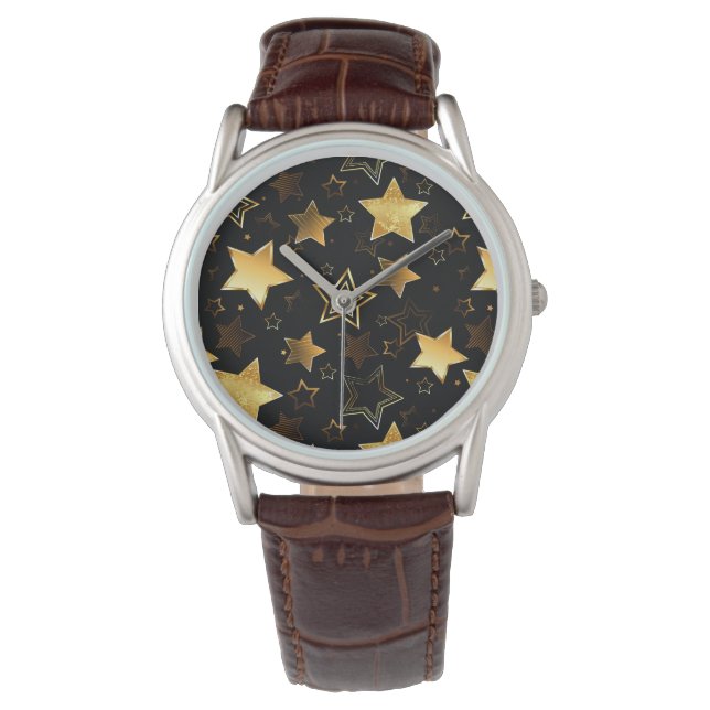 Sömlös mönster med Golden Stars Armbandsur (Framsida)