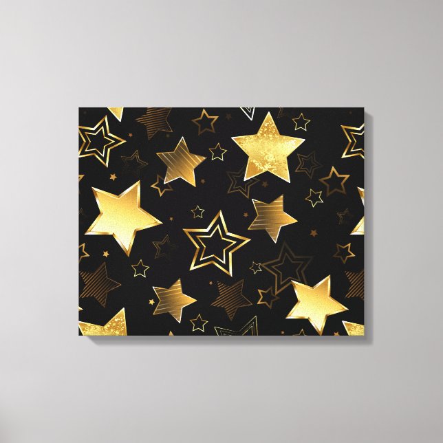 Sömlös mönster med Golden Stars Canvastryck (Framsida)