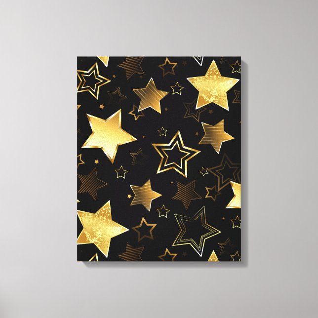 Sömlös mönster med Golden Stars Canvastryck (Framsida)
