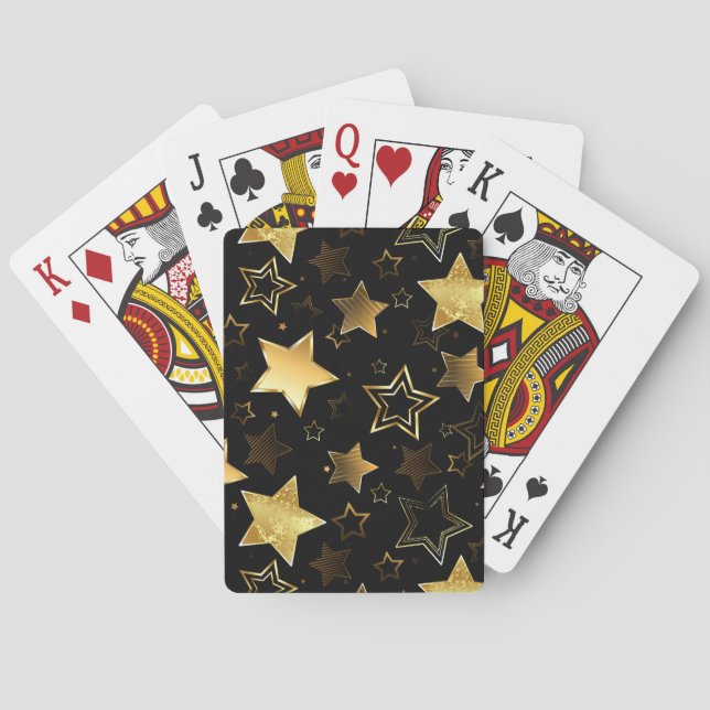 Sömlös mönster med Golden Stars Casinokort (Baksidan)