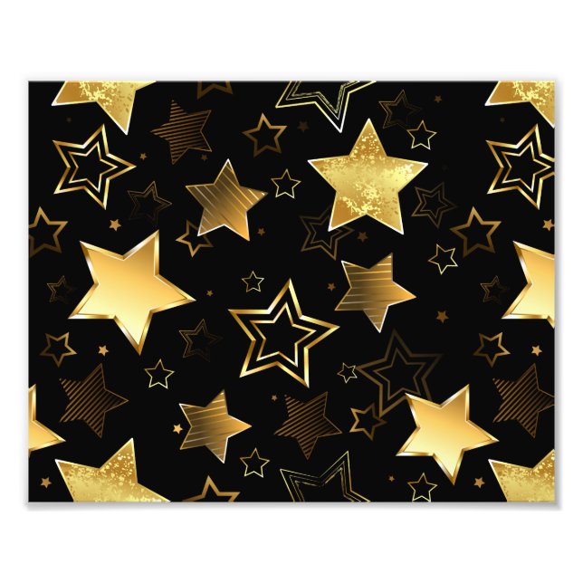 Sömlös mönster med Golden Stars Fototryck (Framsidan)