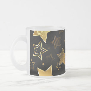 Sömlös mönster med Golden Stars Frostad Glasmugg