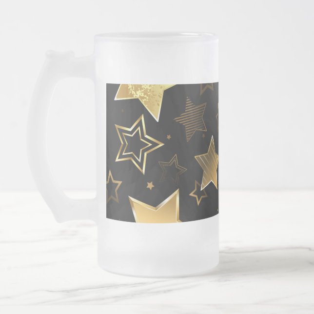 Sömlös mönster med Golden Stars Frostat Ölglas (Vänster)