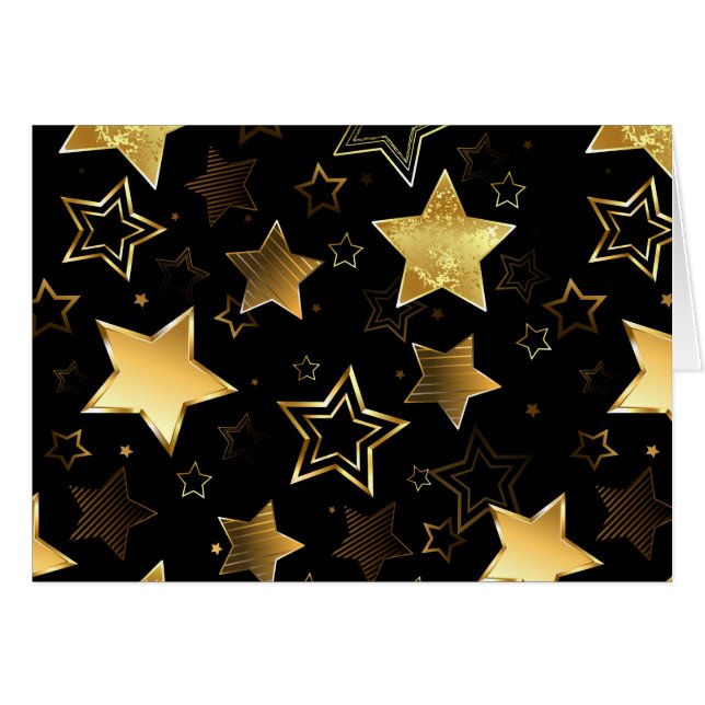 Sömlös mönster med Golden Stars Hälsningskort (Framsidan Horizontal)