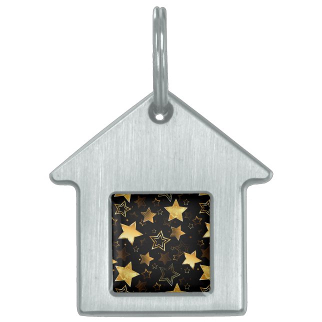Sömlös mönster med Golden Stars ID-bricka Husdjur (Framsidan)