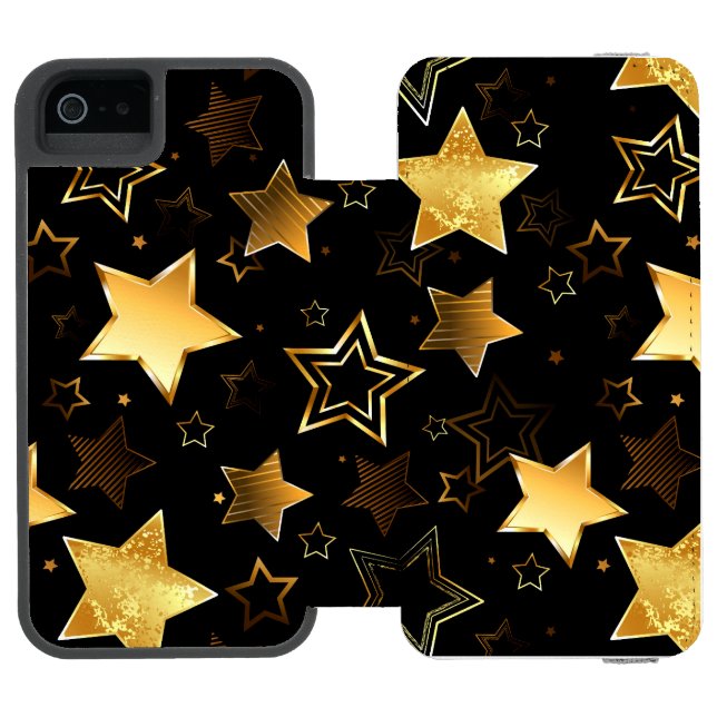 Sömlös mönster med Golden Stars Incipio iPhone Wallet Skal (Folio Öppen)