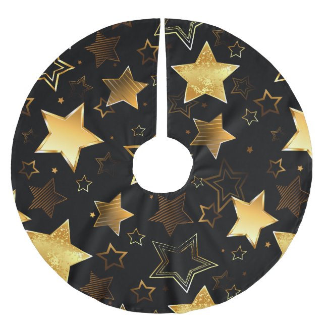 Sömlös mönster med Golden Stars Julgransmatta Borstad Polyester (Framsidan)