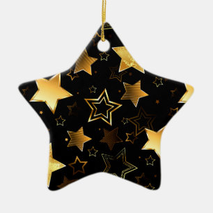 Sömlös mönster med Golden Stars Julgransprydnad Keramik