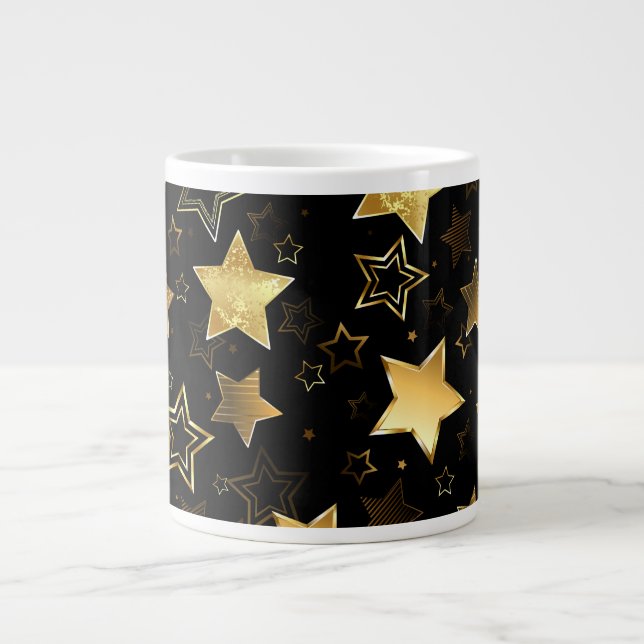 Sömlös mönster med Golden Stars Jumbo Mugg (Framsidan)