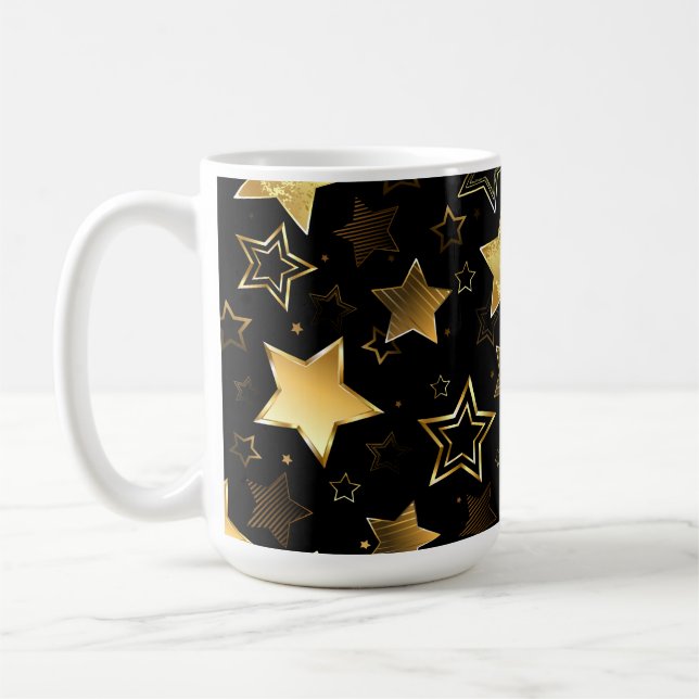 Sömlös mönster med Golden Stars Kaffemugg (Vänster)