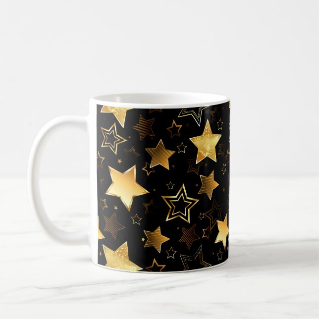Sömlös mönster med Golden Stars Kaffemugg (Vänster)