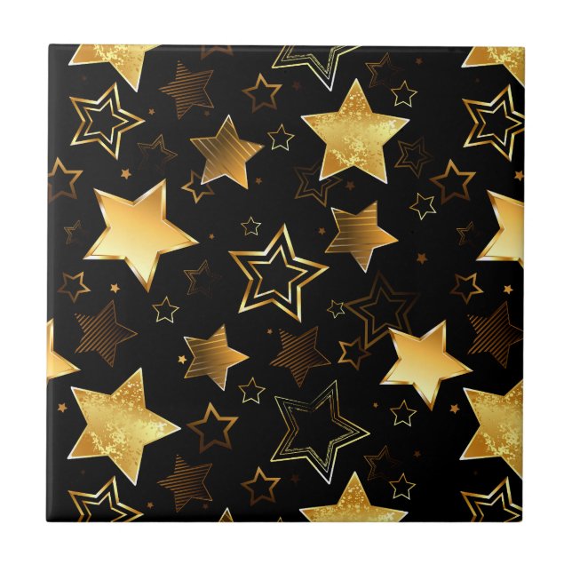Sömlös mönster med Golden Stars Kakelplatta (Framsidan)