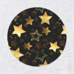 Sömlös mönster med Golden Stars Klistermärke<br><div class="desc">Sömlös med Golden Stars på svart bakgrund. Guld stjärna.</div>