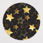Sömlös mönster med Golden Stars Klistermärke<br><div class="desc">Sömlös med Golden Stars på svart bakgrund. Guld stjärna.</div>
